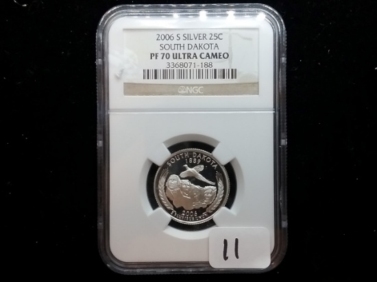 NGC 2006-S SILVER Statehood Quarter in Proof 70 Ultra Cameo