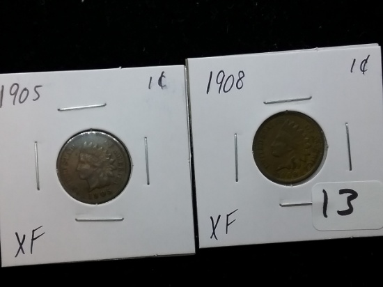 Two Indian Cents in Extra Fine