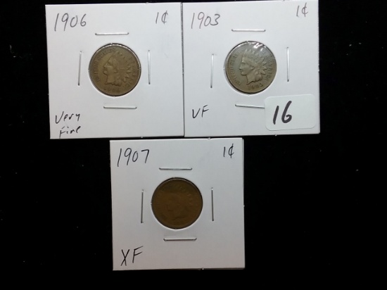 Three decenter Indian cents