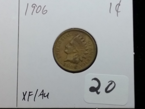 1906 Indiance cent in XF-AU