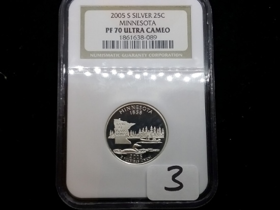 NGC 2005-S SILVER Statehood Quarter in Proof 70 Ultra Cameo