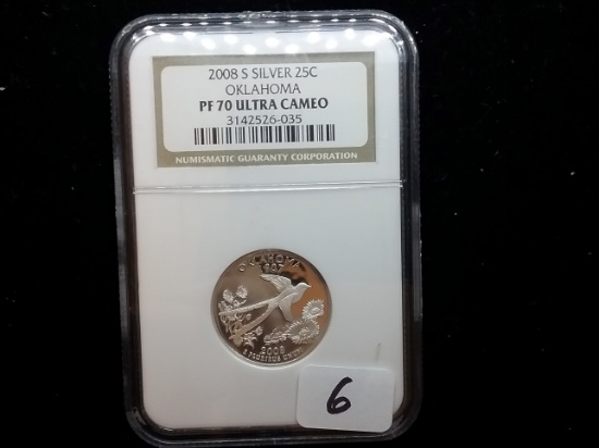 NGC 2008-S SILVER Statehood Quarter in Proof 70 Ultra Cameo