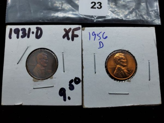 wheat cent lot includes 2-1926-s semi key dates, 1931-d, 1934, and 1956-d