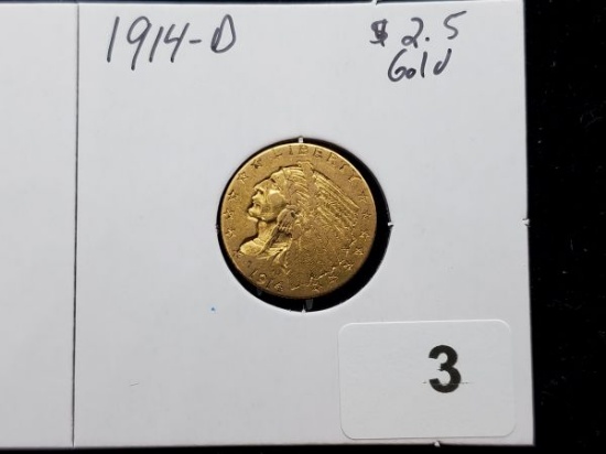 Gold! 1914-D gold $2 1/2 Quarter Eagle