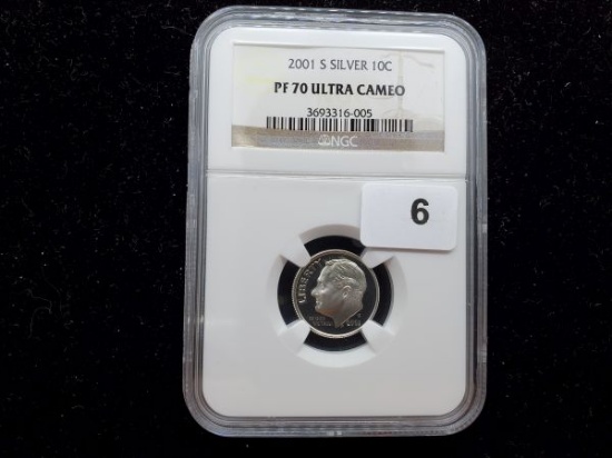NGC 2001-S SILVER Roosevelt Dime Proof 70 Ultra Cameo