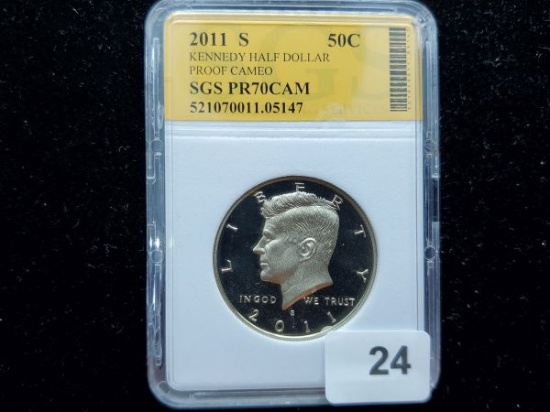 SGS Slabbed 2011-S Kennedy Half-Dollar Proof Deep Cameo