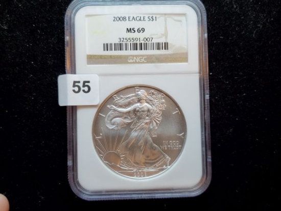 NGC 2008 American Silver Eagle  in MS-69