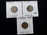 Three Canada small cents