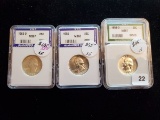 Three Slabbed Washington Quarters all Choice to Gem