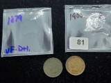 1879 and 1900 Indian Head cents