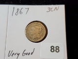 1867 Three Cent Nickel in Very Good