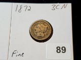 1872 Three Cent Nickel in Fine