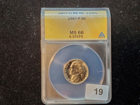 ANACS 1987 Jefferson Nickel MS-66 6FS