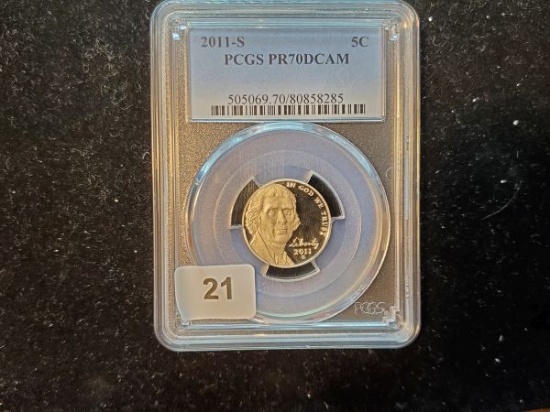 PCGS 2011-S Jefferson Nickel in Proof 70 Deep Cameo