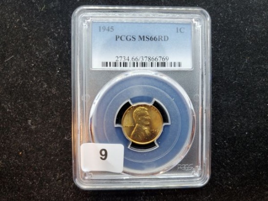 PCGS 1945 Wheat cent in MS-66 RED
