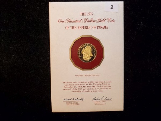 GOLD! Purty 1975 Proof Gold Panama $100 Balboa