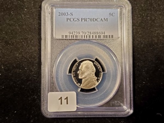 PCGS 2003-S Jefferson Nickel in Proof 70 Deep Cameo