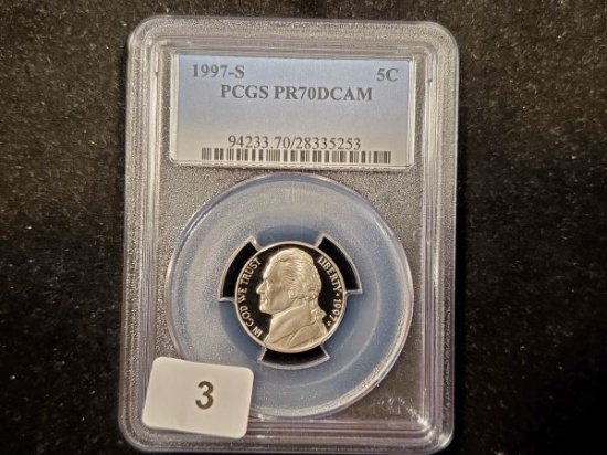PCGS 1997-S Jefferson Nickel Proof 70 Deep Cameo