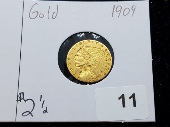 GOLD! 1909 Indian $2 1/2 Dollar