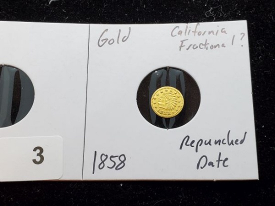 GOLD! 1858 California Gold Brilliant Uncirculated Repunched Date