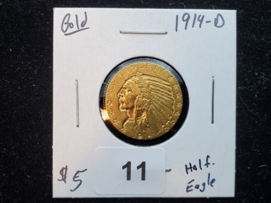GOLD! 1914-D Five Dollar Half-Eagle