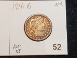 **Super 1916-D Barber Quarter in About Uncirculated 58