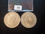 Two silver 1952 Mexico 10 pesos