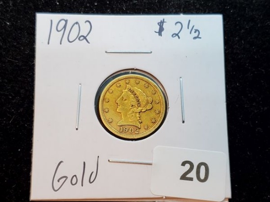GOLD! 1902 Quarter Eagle $2 1/2 Dollar Liberty