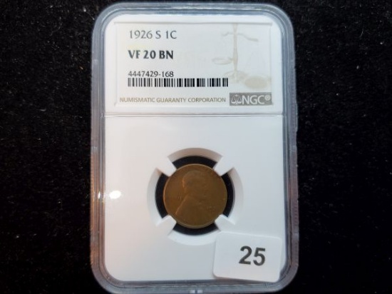 Better Date! NGC 1926-S Wheat Cent in Very Fine 20 BN