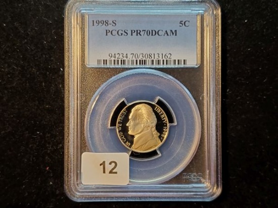 PCGS 1998-S Jefferson Nickel in Proof 70 Deep Cameo