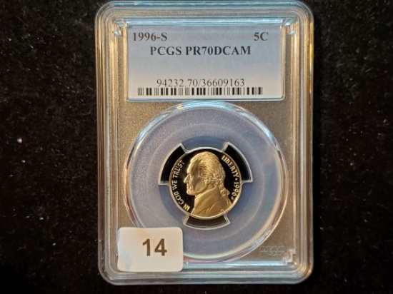 PCGS 1996-S Jefferson Nickel in Proof 70 Deep Cameo
