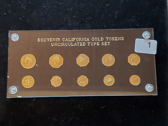 GOLD! Souvenir California Gold Tokens Uncirculated Type Set