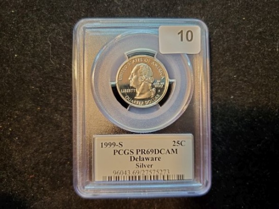 PCGS 1999-S SILVER Statehood Quarter in Proof 69 Deep Cameo