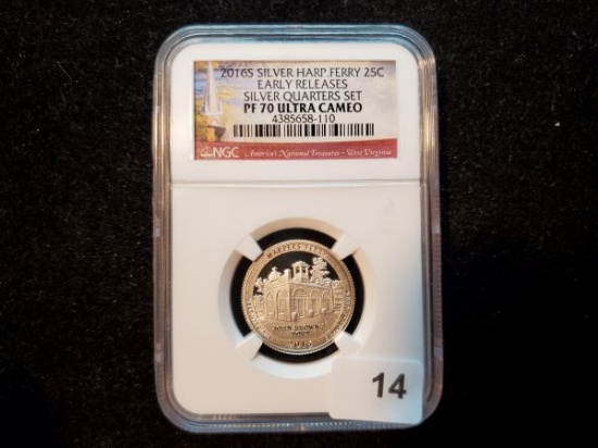 NGC 2016-S SILVER ATB Quarter in Proof 70 Ultra Cameo