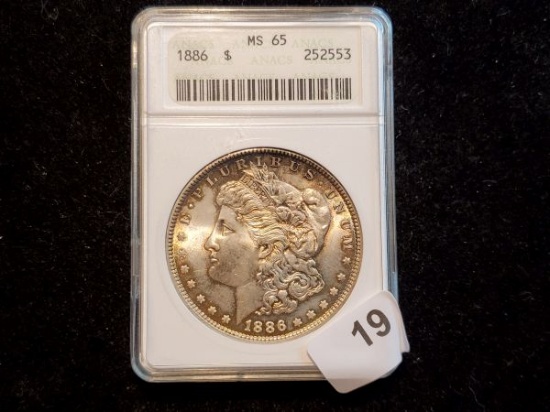 ANACS 1886 Morgan Dollar in MS-65