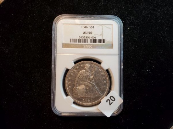 ***HIGHLIGHT** NGC 1846 Seated Liberty Dollar in AU-50