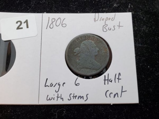 *1806 Half Cent Large 6 with stems