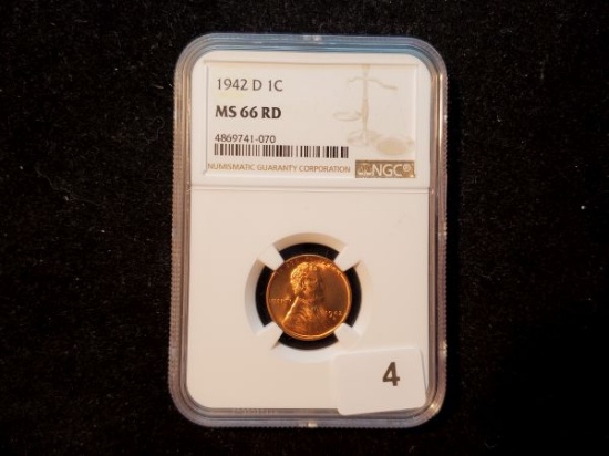 NGC 1942-D Wheat Cent in MS-66 RED