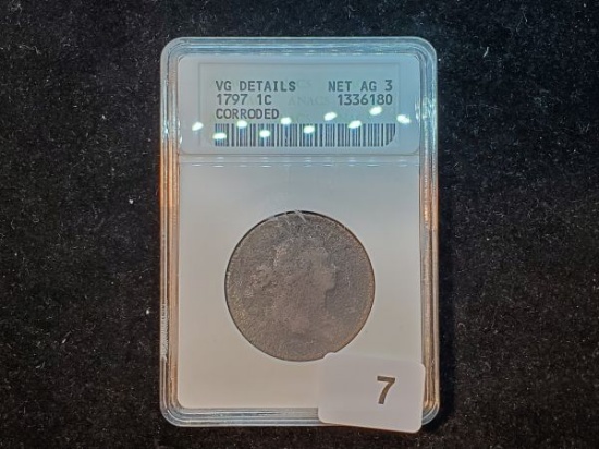 *Scarce ANACS 1797 Large Cent in Very Good Details