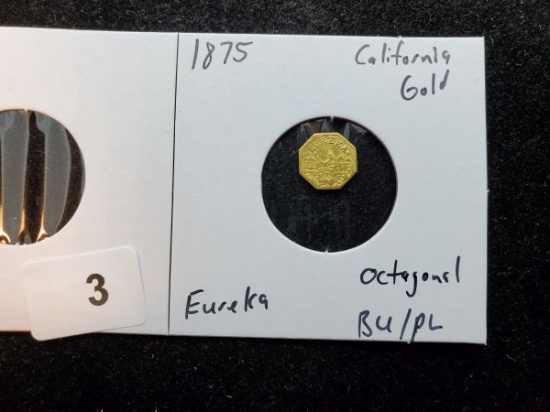 GOLD! 1857 California Gold Token Eureka in BU/PL