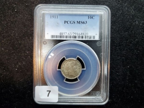 PCGS 1911 Barber Dime in MS-63