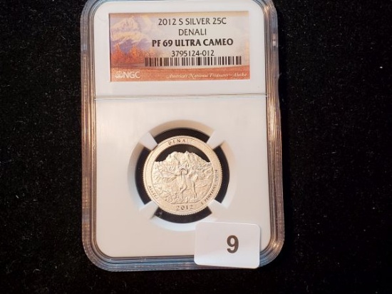 NGC 2012-S SILVER ATB Quarter in Proof 69 Ultra Cameo