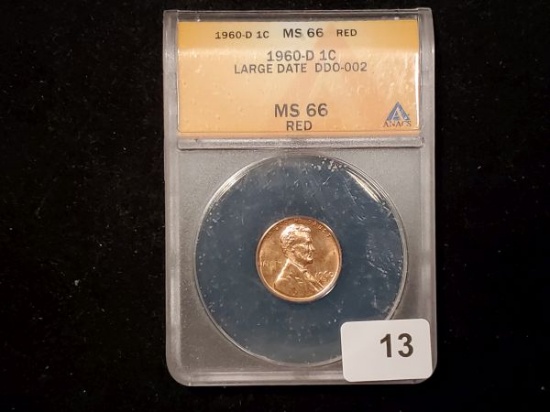 VARIETY COIN! ANACS 1960-D Cent Double Die Obverse