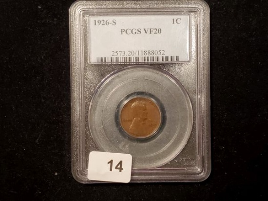 Better Grade PCGS 1926-S Wheat Cent in Very Fine 20