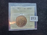 1911 Canadian large cent in MS-63 RED