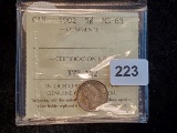 *1902 Canadian silver 5 cents graded MS 63