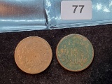 1866 and 1867 Two cent pieces