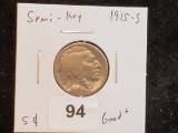 Semi-Key 1915-S Buffalo Nickel in Good plus