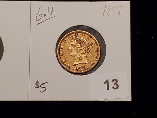 GOLD! 1898 $5 gold half-eagle