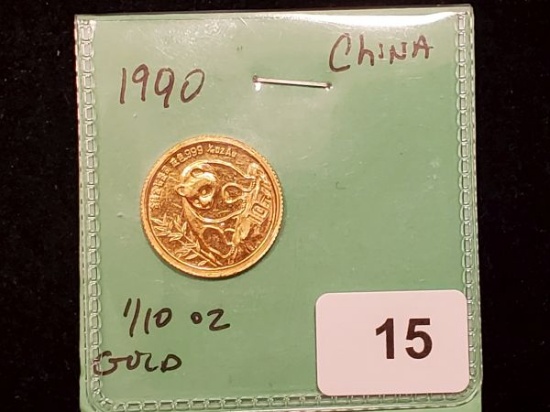 GOLD! China 1990 Proof gold 1/10 panda